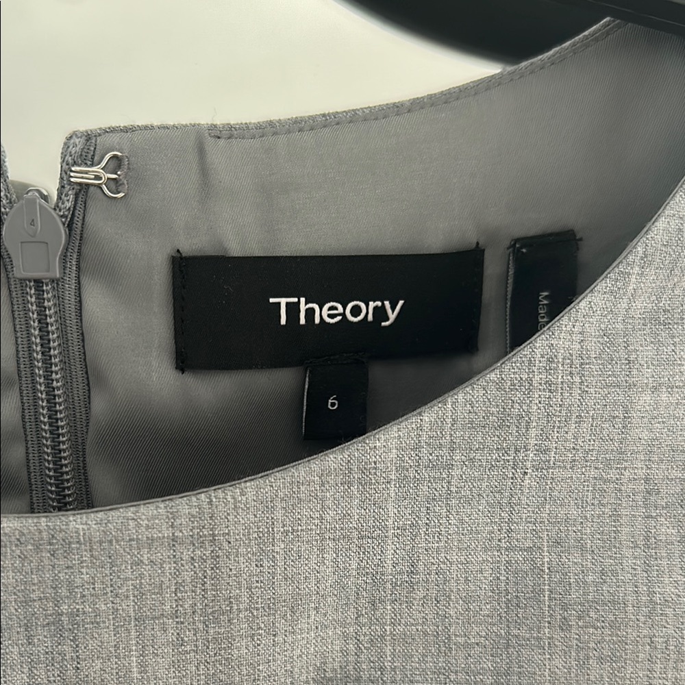 Theory Gray Sheath Mini Dress Crew Neck Short Sleeve - Picture 2 of 7